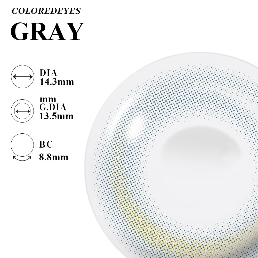 Coloredeyes Misty Aurora – 6-Month Gray Contact Lenses (14.3mm, BC 8.8)
