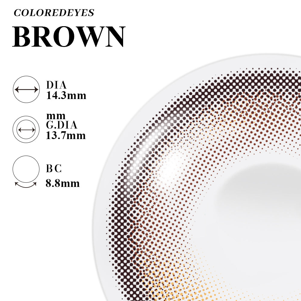 Coloredeyes Caramel Ember Muse – 6-Month Brown Contact Lenses (14.3mm, BC 8.8)