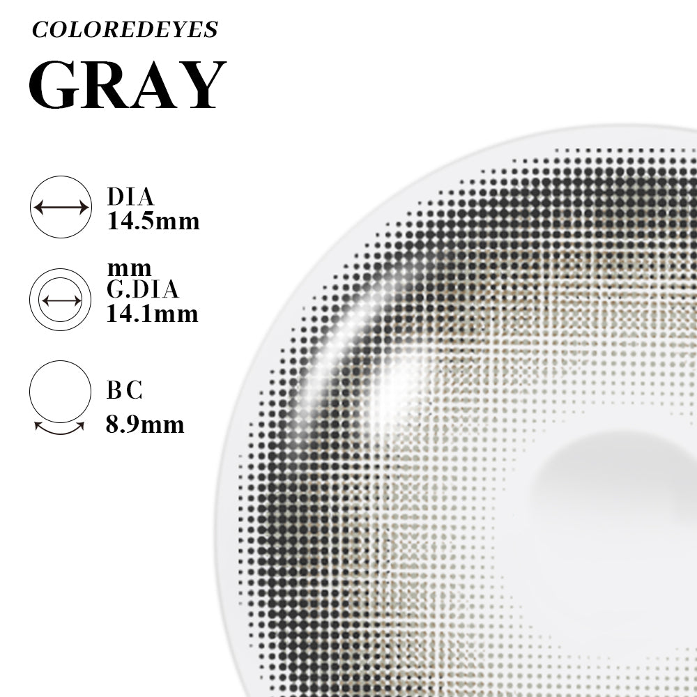 Coloredeyes Silver Mirage Veil – 6-Month Gray Contact Lenses (14.5mm, BC 8.9)