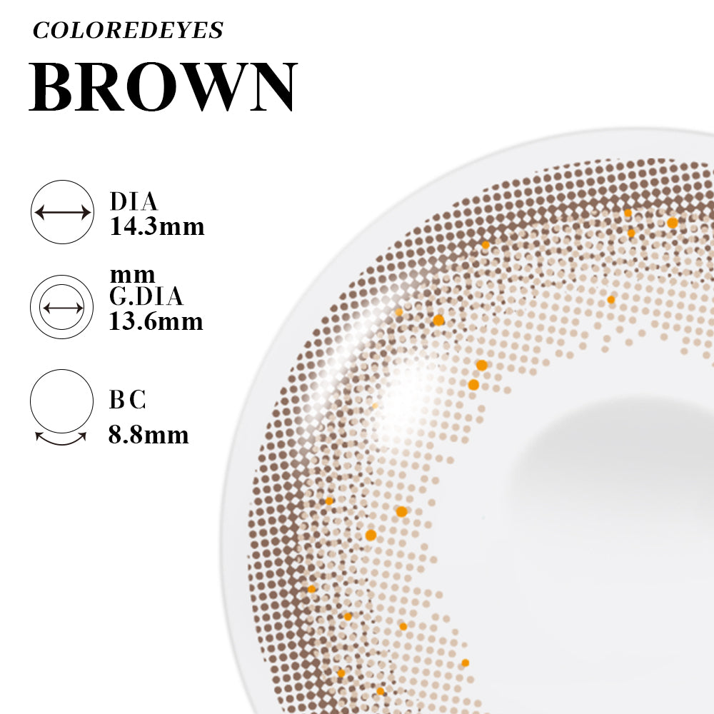 Coloredeyes Caramel Dusk Reverie – 6-Month Brown Contact Lenses (14.3mm, BC 8.8)