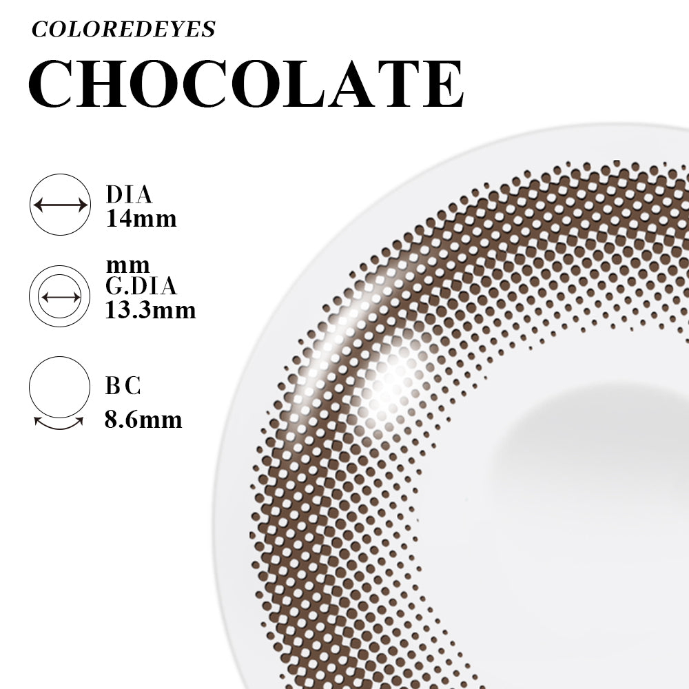 Coloredeyes Cocoa Muse Harmony – 6-Month Chocolate Contact Lenses (14.0mm, BC 8.6)