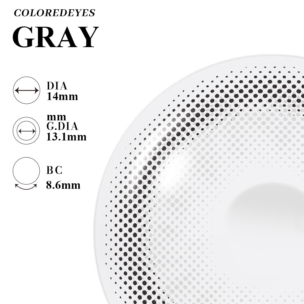 Coloredeyes Crystal Ash Reverie – 6-Month Gray Contact Lenses (14.0mm, BC 8.6)