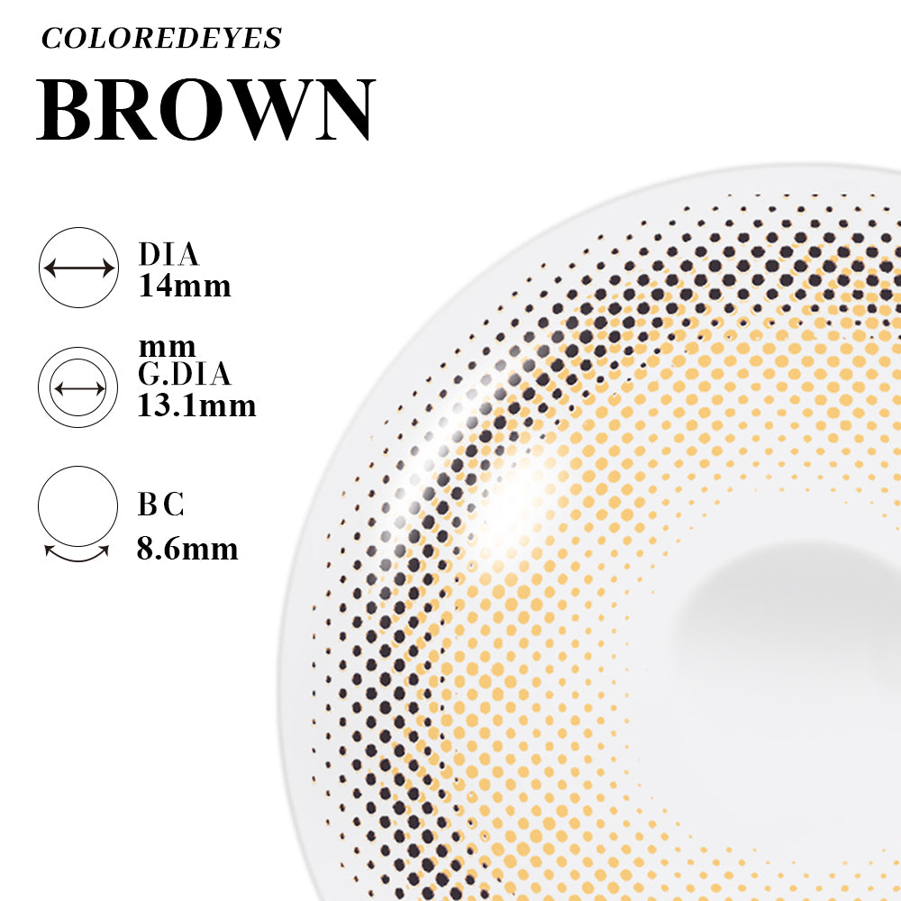 Coloredeyes Toffee Gleam Essence – 6-Month Brown Contact Lenses (14.0mm, BC 8.6)