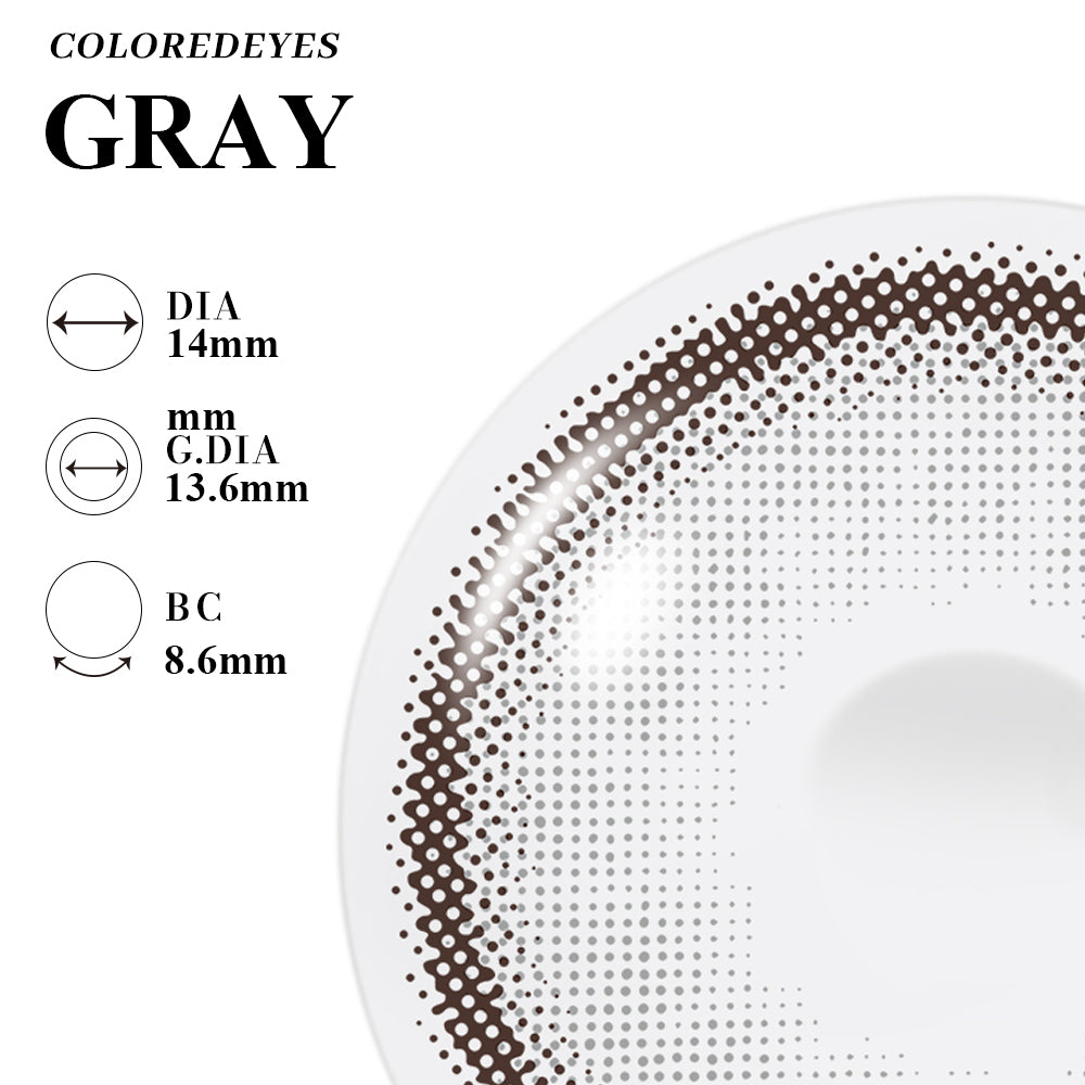 Coloredeyes Frosted Dawn Mirage – 6-Month Gray Contact Lenses (14.0mm, BC 8.6)