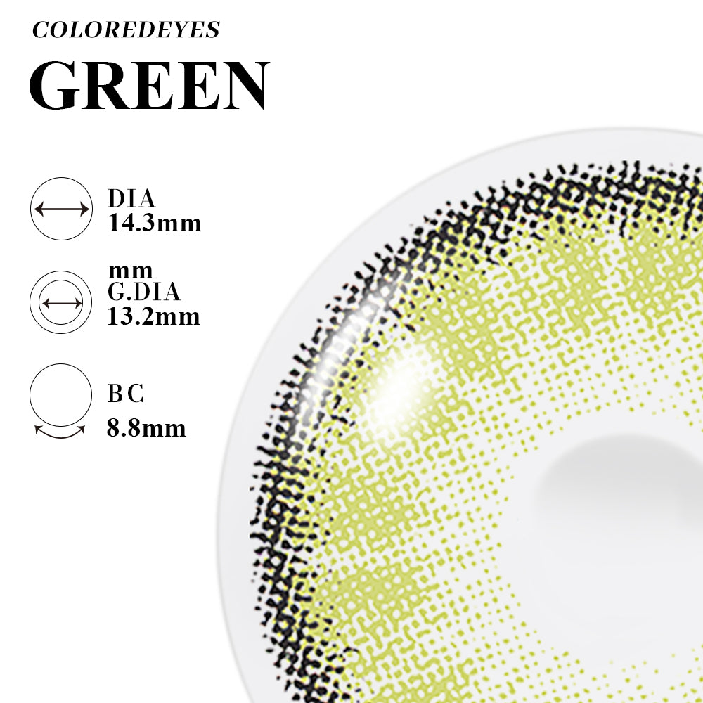 Coloredeyes Enchanted Willow – 6-Month Green Contact Lenses (14.3mm, BC 8.8)