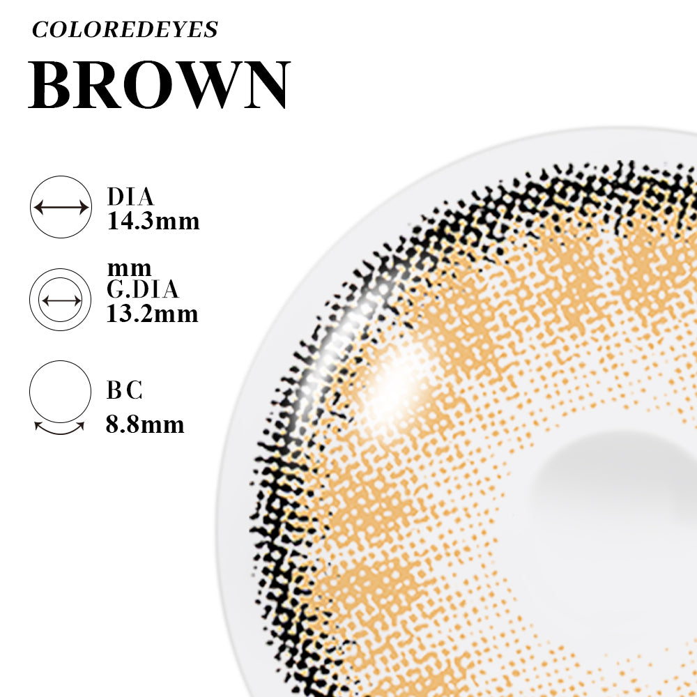 Coloredeyes Golden Ember Whispers – 6-Month Brown Contact Lenses (14.3mm, BC 8.8)