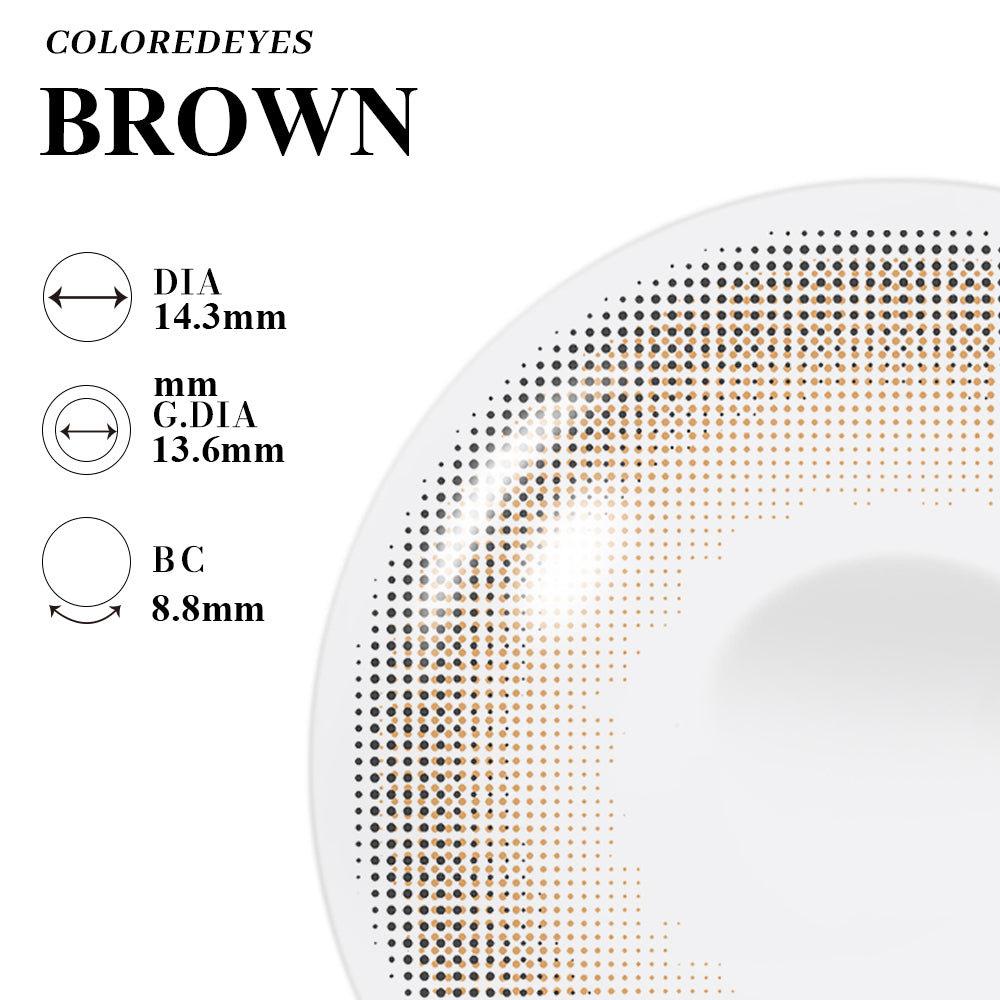 Coloredeyes Amber Serenade – 6-Month Soft Brown Contact Lenses (DIA 14.3mm, BC 8.8mm)