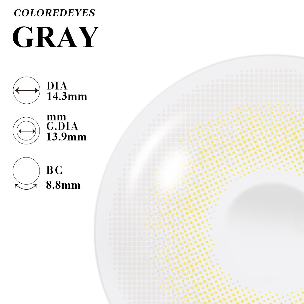 Coloredeyes Moonlit Aura – 6-Month Soft Gray Contact Lenses (DIA 14.3mm, BC 8.8mm)