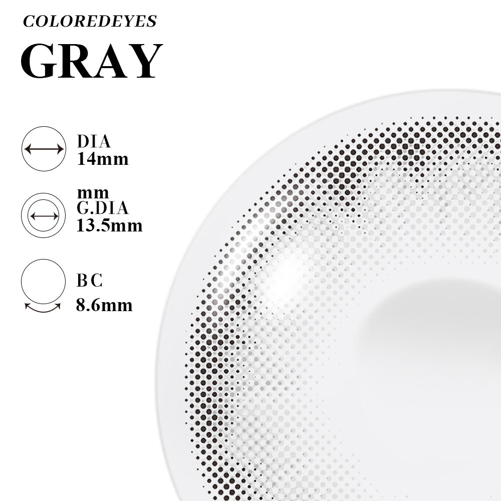 Coloredeyes Frost Muse – 6-Month Soft Gray Contact Lenses (DIA 14.0mm, BC 8.6mm)