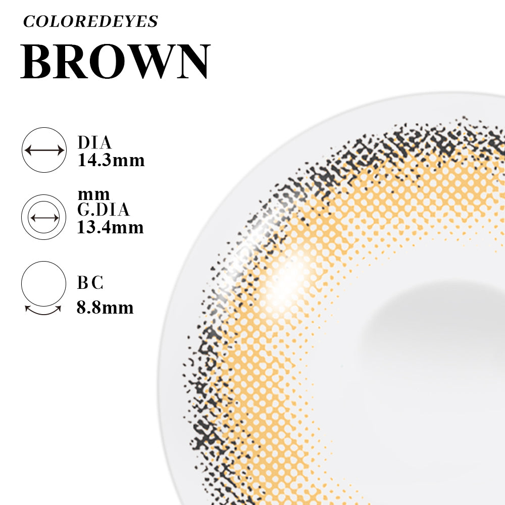 Coloredeyes Caramel Dusk – 6-Month Soft Brown Contact Lenses (DIA 14.3mm, BC 8.8mm)